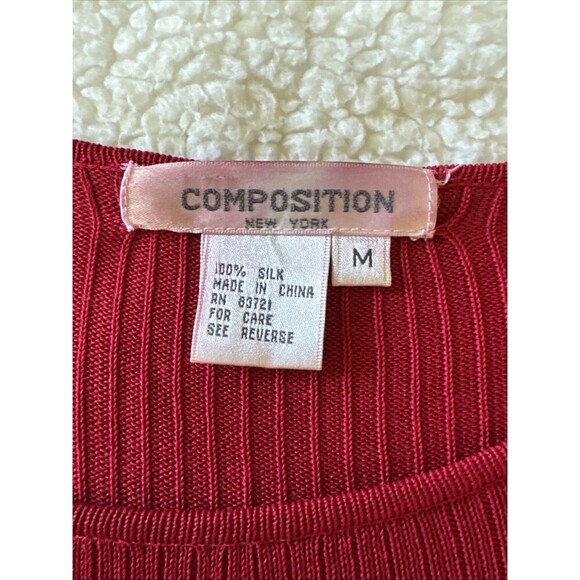 Composition New York Women’s Red Top 100% Silk Size Medium - Picture 1 of 6